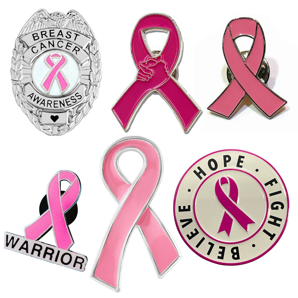 Aangepast logo roze lint borstkanker bewustzijn reverspen
